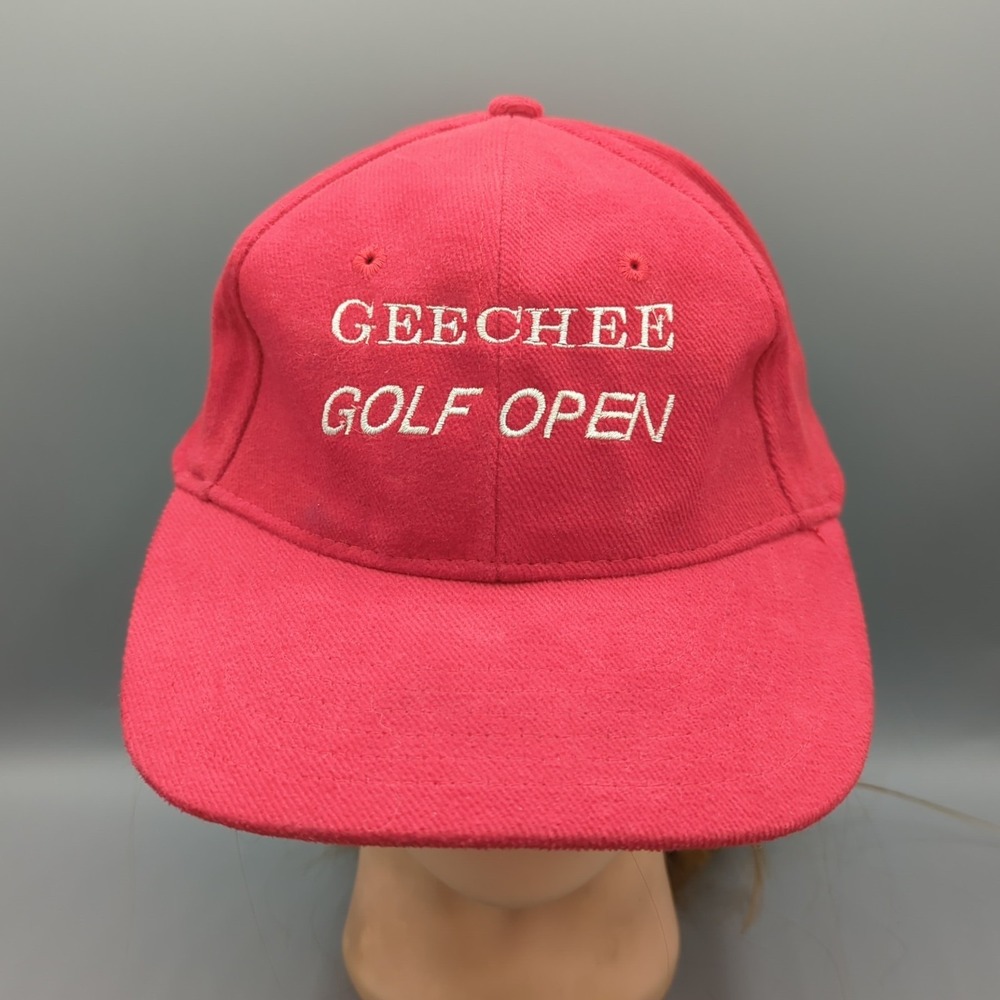 Vintage Geechee Golf Open Hat Cap Red Strapback Port Company Adjustable Cotton
